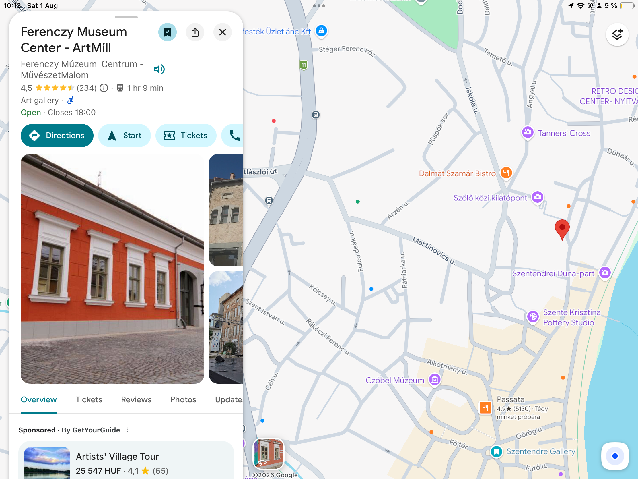 Ferenczy Museum Center - ArtMill, an orange-facade art gallery building in Szentendre